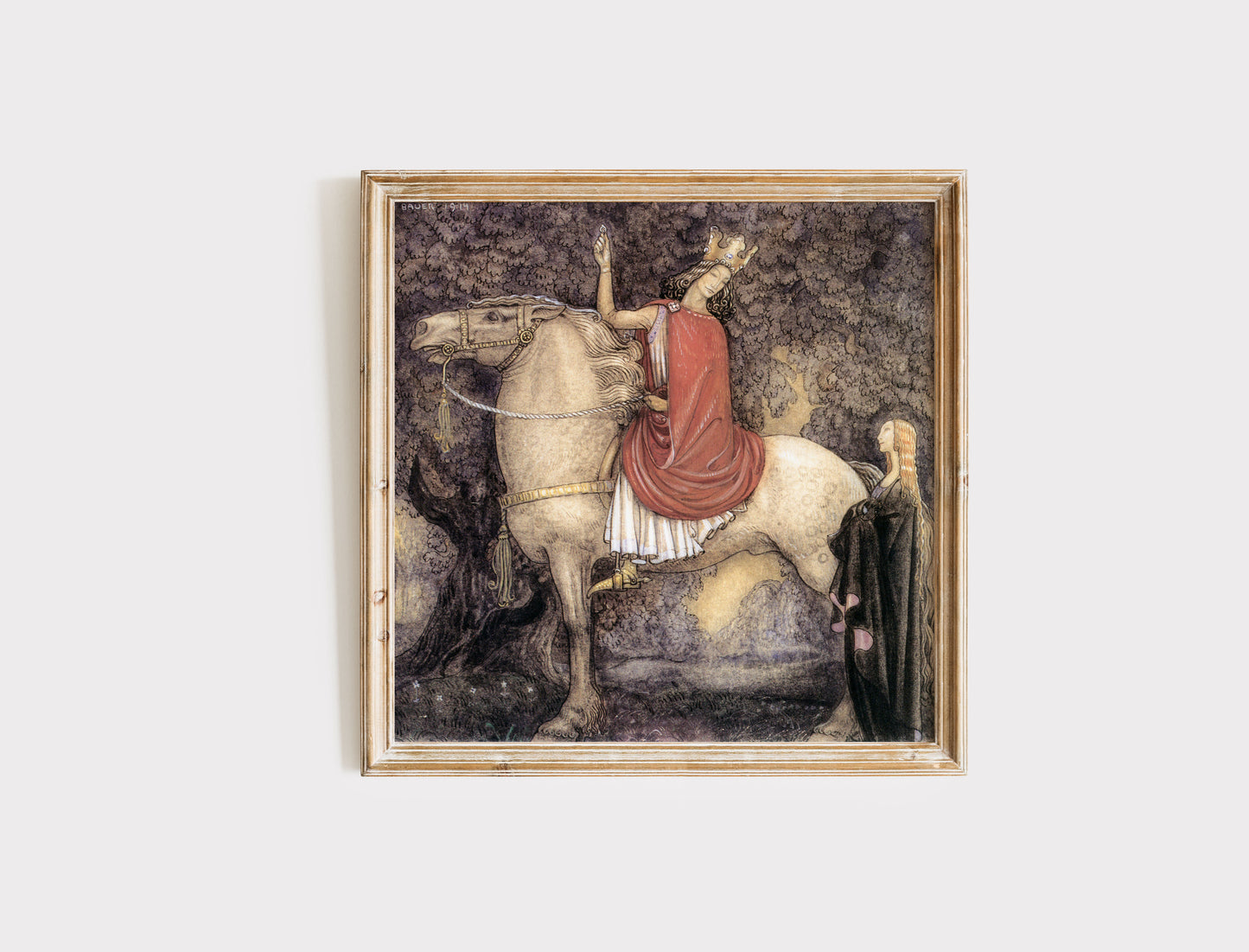 John Bauer poster, riddare och prinsessa.