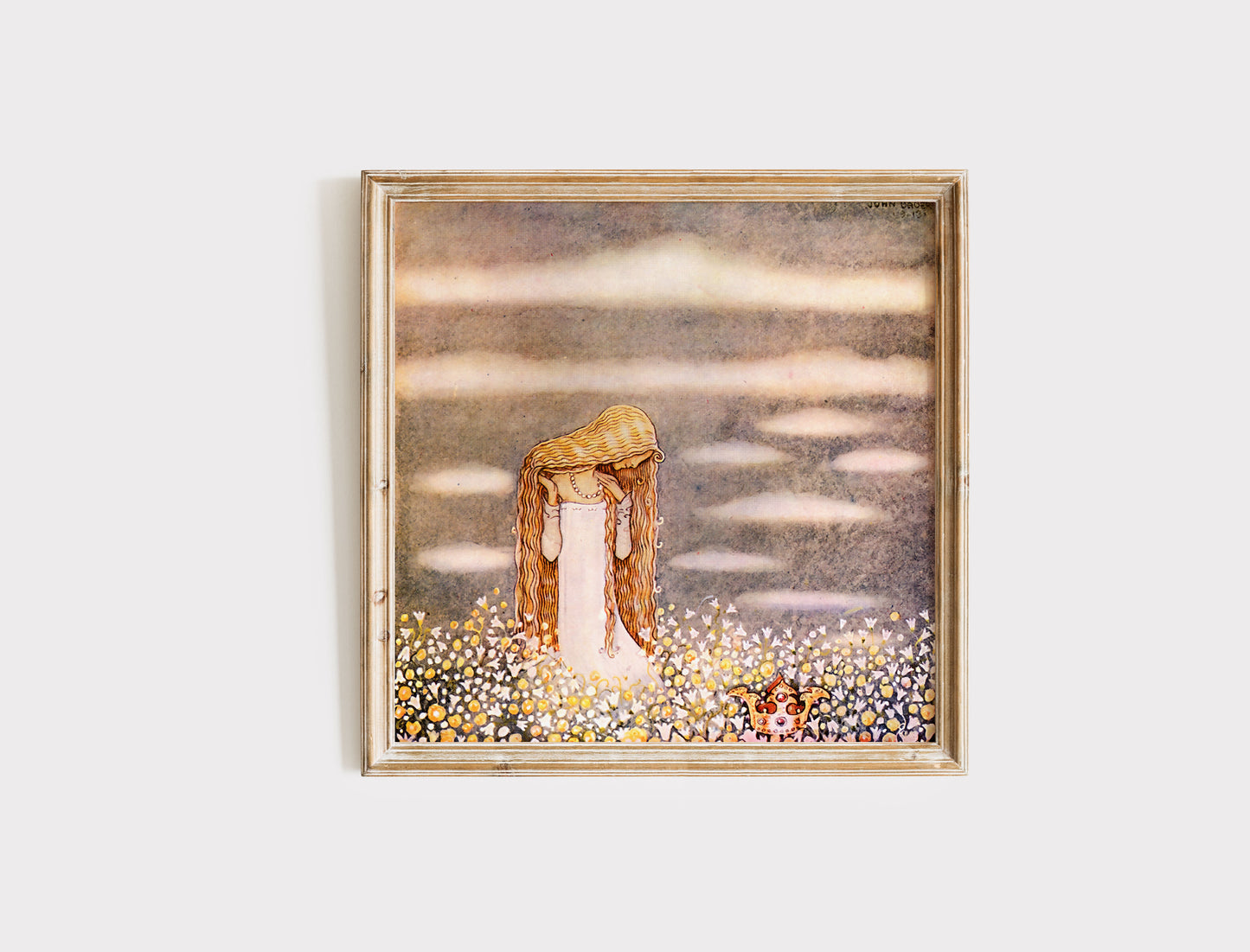 John Bauer poster, Tuvstarr bland blommor.