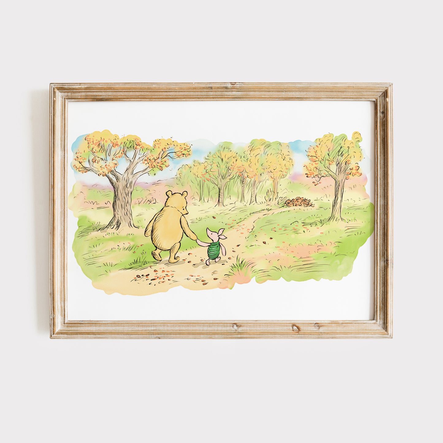 Retro Nalle Puh illustration för barnens rum.