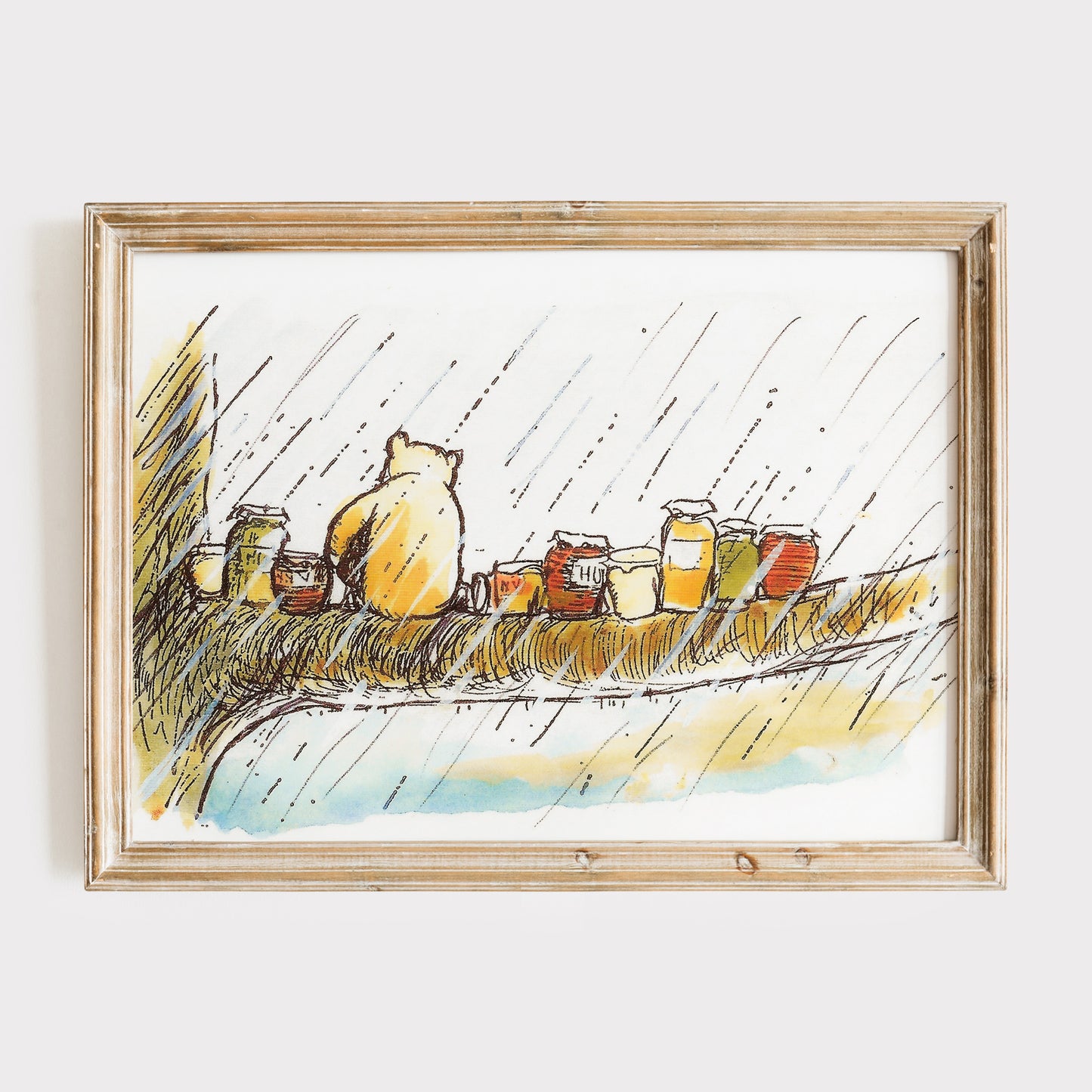 Retro Nalle Puh illustration för barnrummet.