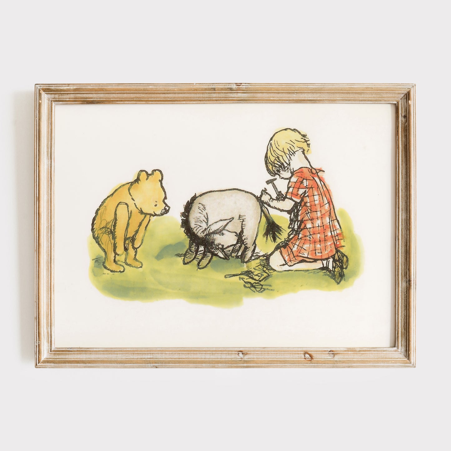 Retro Nalle Puh illustration för barnrummet.