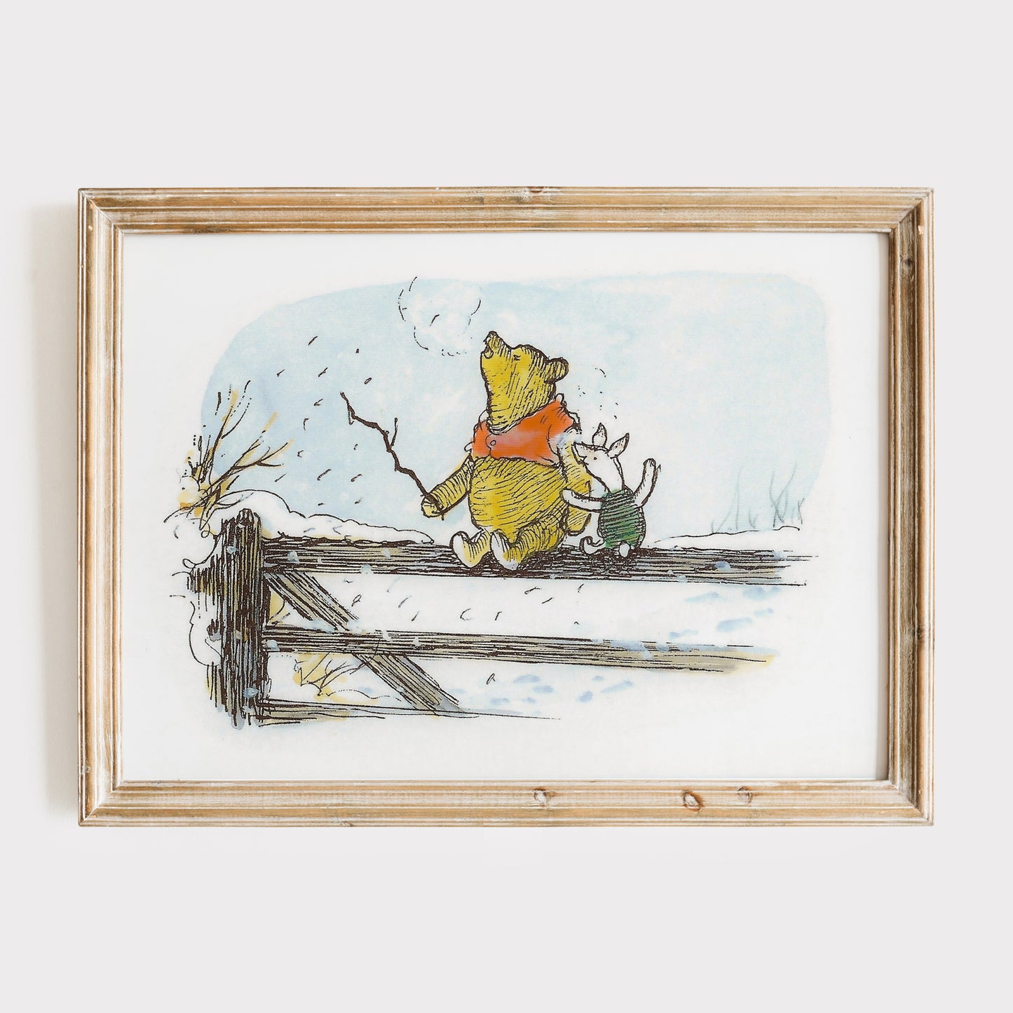 Retro Nalle Puh illustration för barnrummet.
