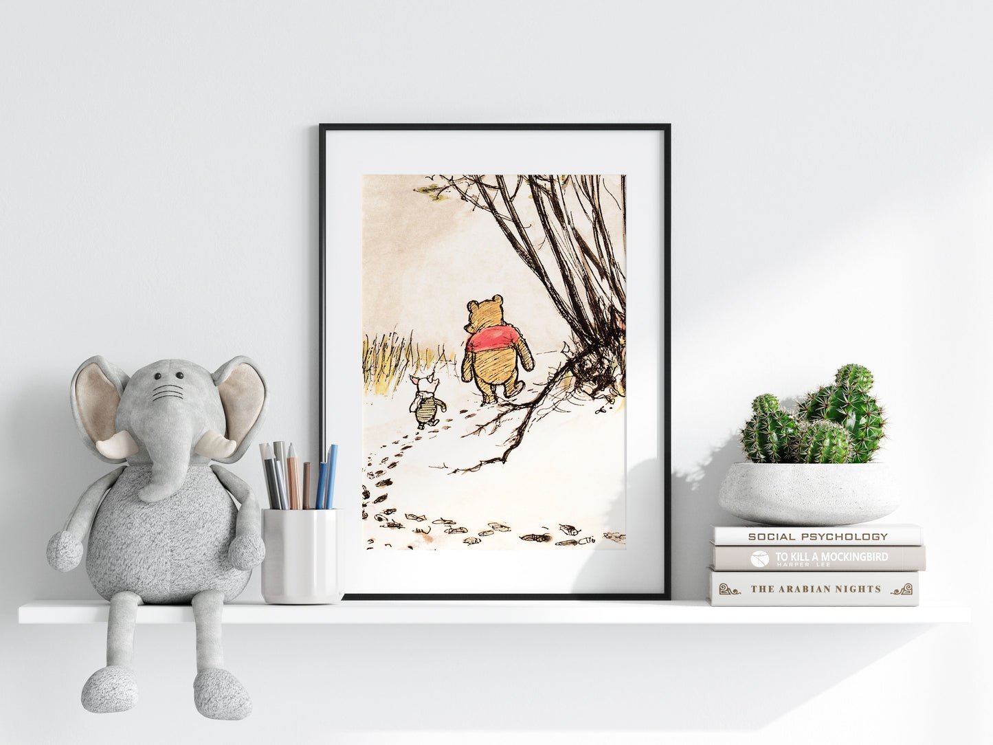 Retro Nalle Puh illustration för barnrummet.
