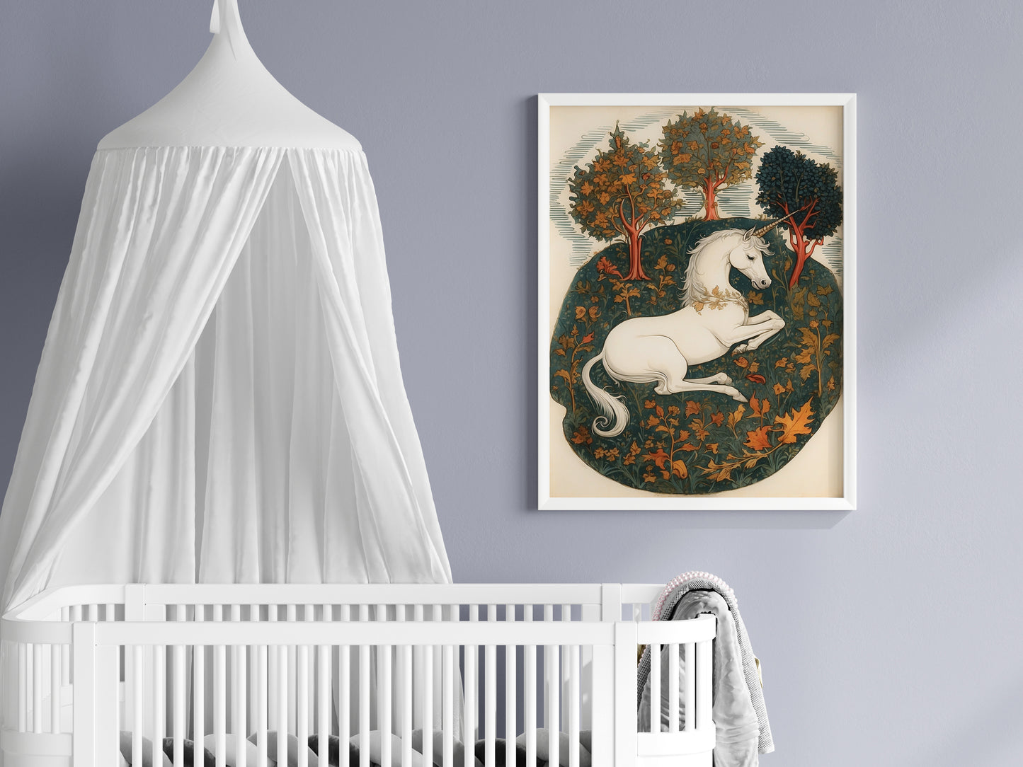 Poster, medeltida illustration av enhörning.