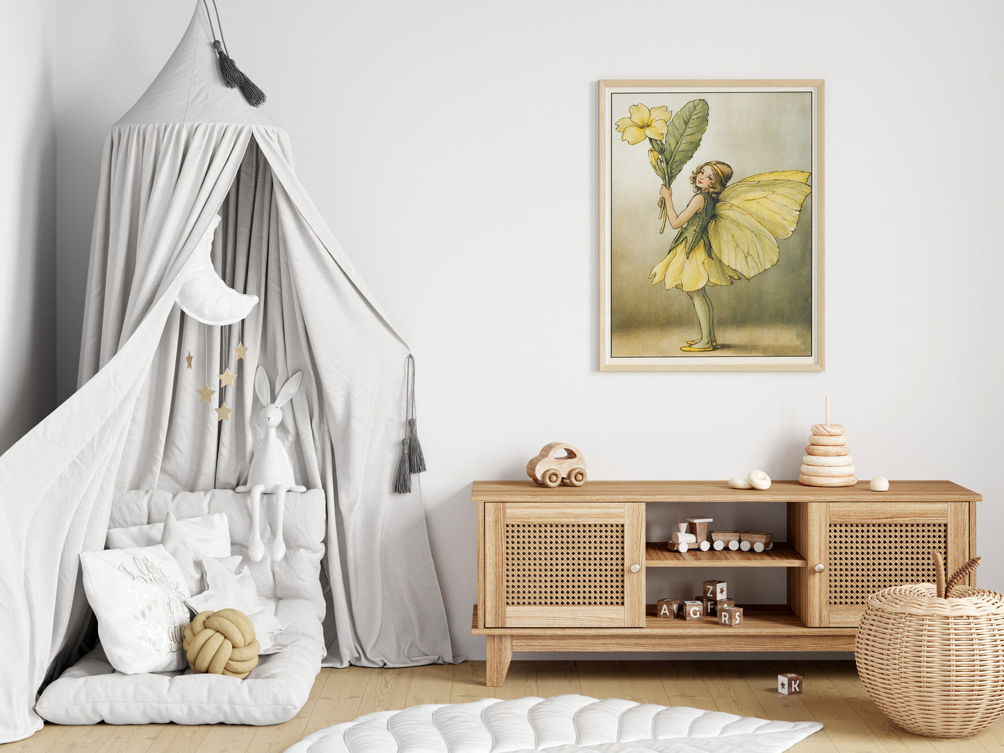 Poster, vintage flower fairy illustration.