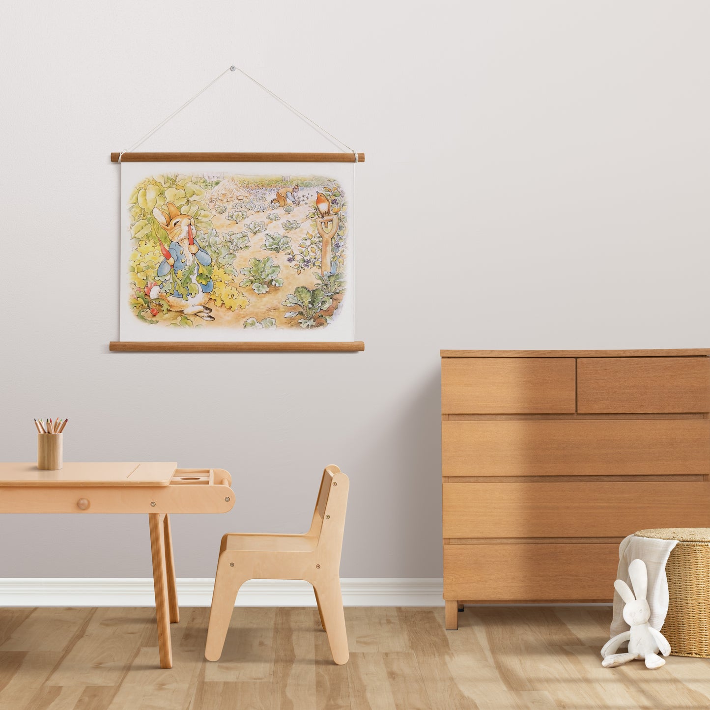 Peter Rabbit illustration för barnrummet.