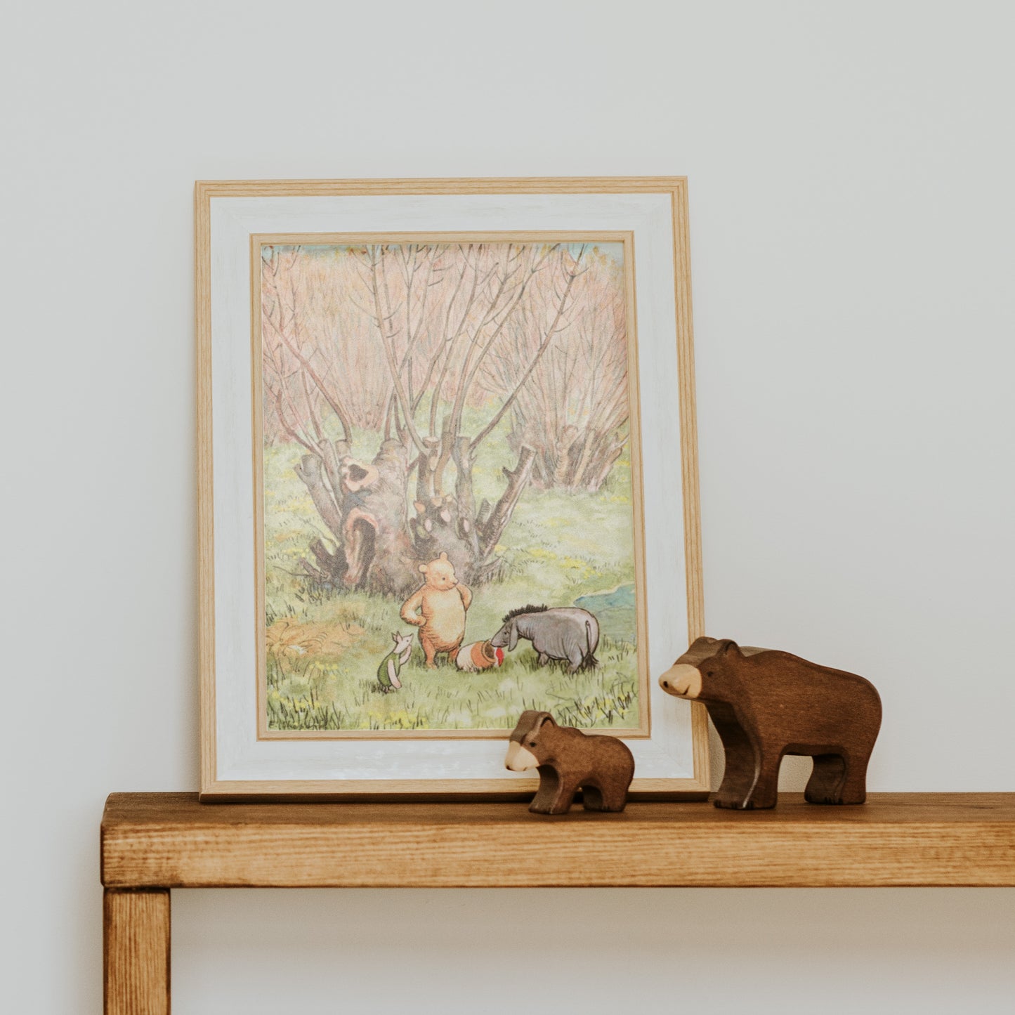 Retro Nalle Puh illustration för barnrummet.