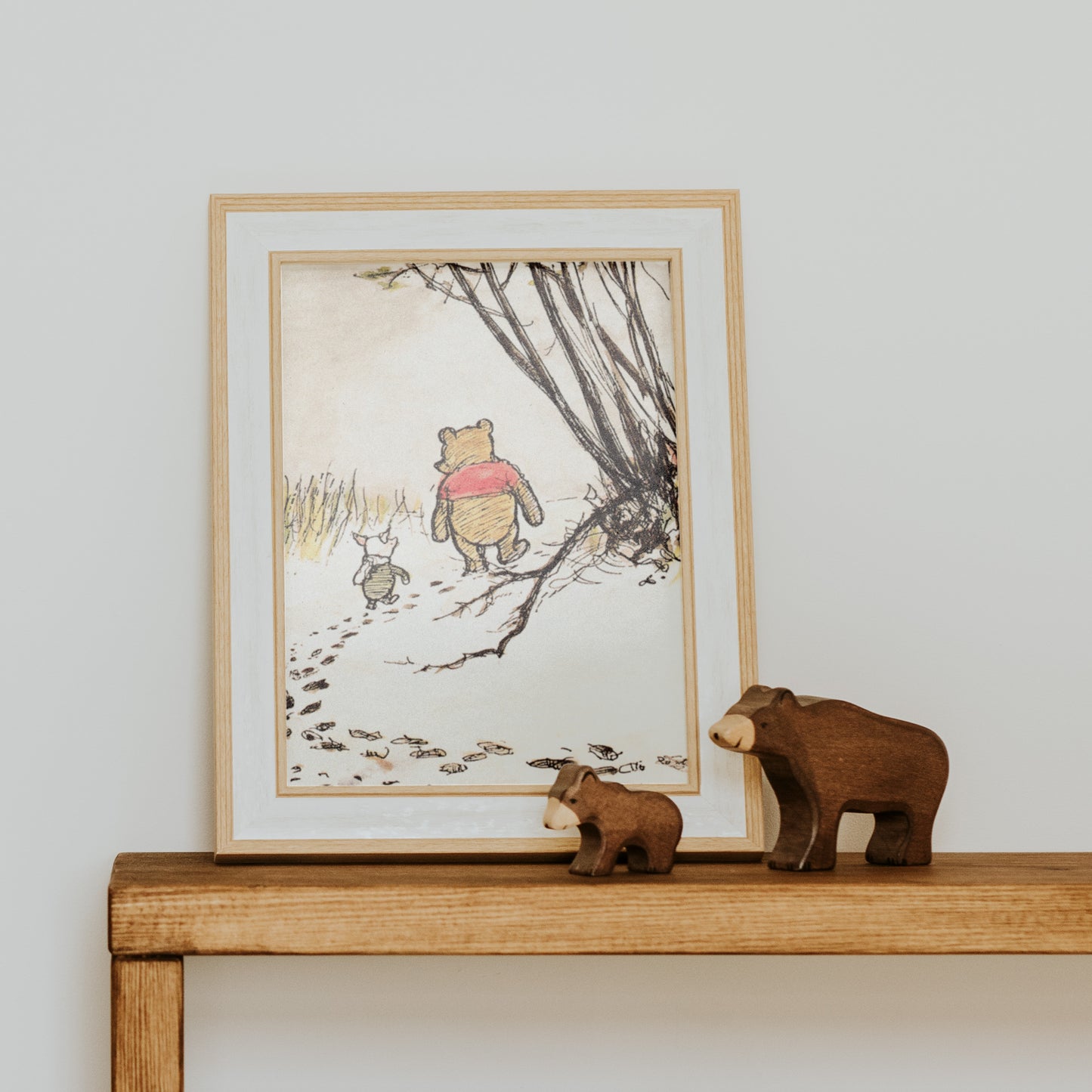 Retro Nalle Puh illustration för barnrummet.