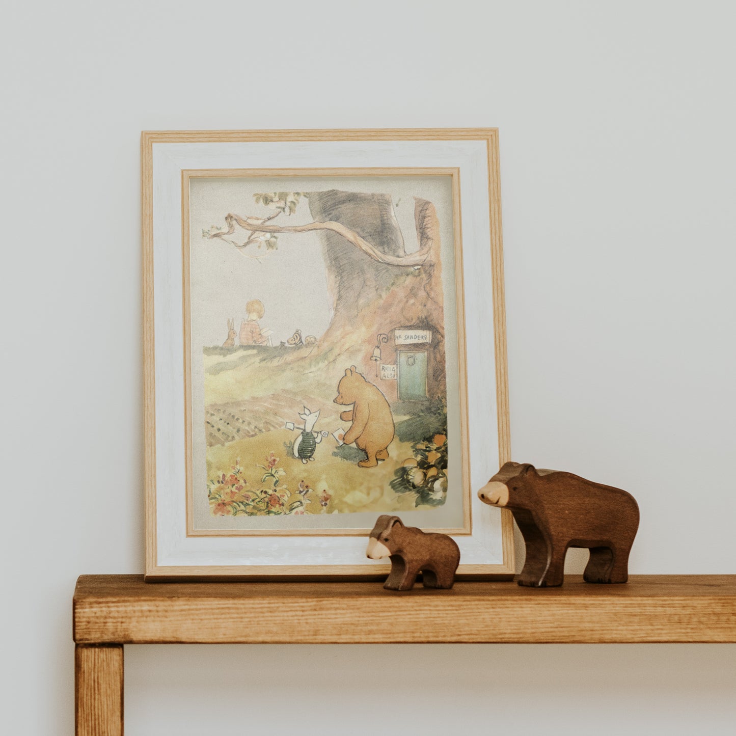 Retro Nalle Puh illustration för barnrummet.