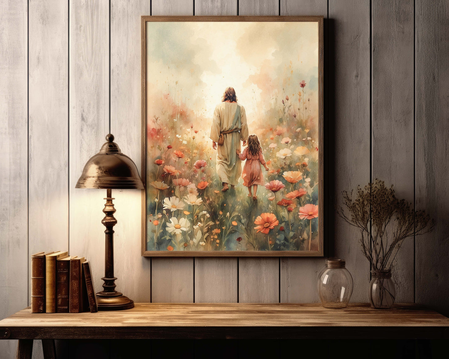 Jesus går mot ljuset, Poster i vattenfärger.