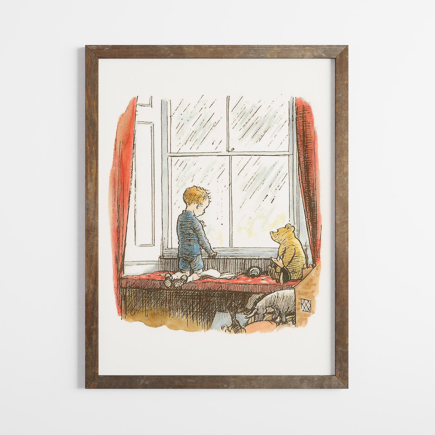 Retro Nalle Puh illustration för barnrummet. Väntan på bättre tider.