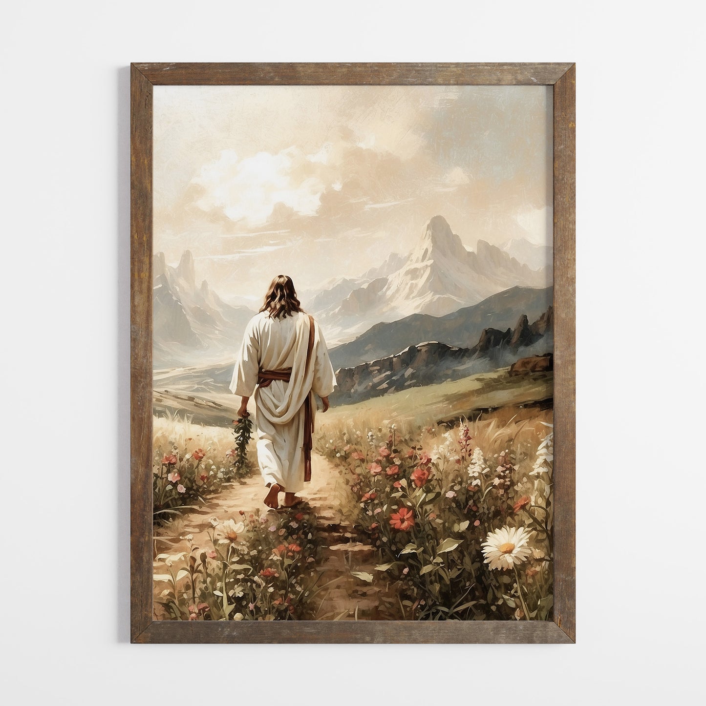 Jesus i bergslandskap poster.