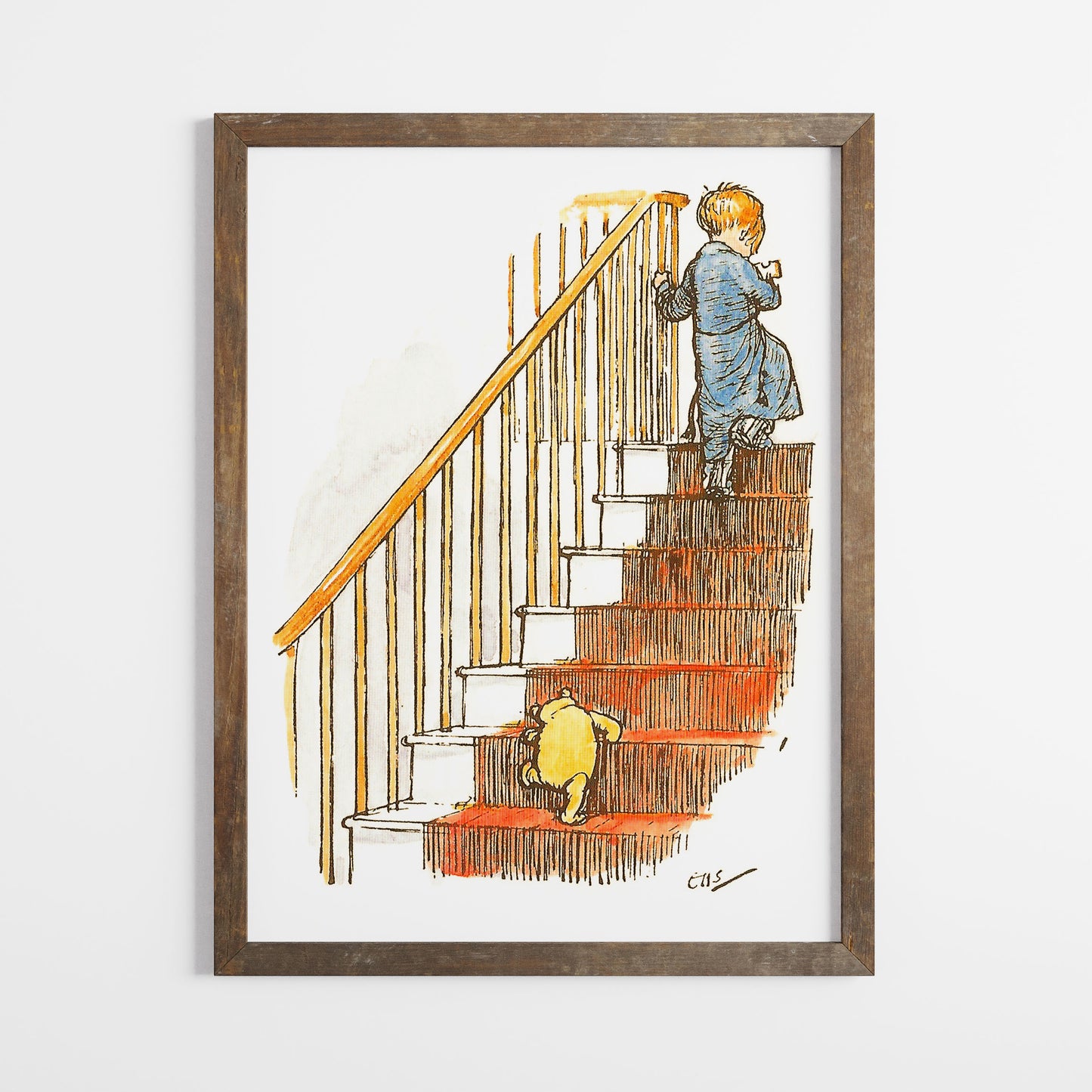 Retro Nalle Puh illustration för barnrummet. Läggdags.