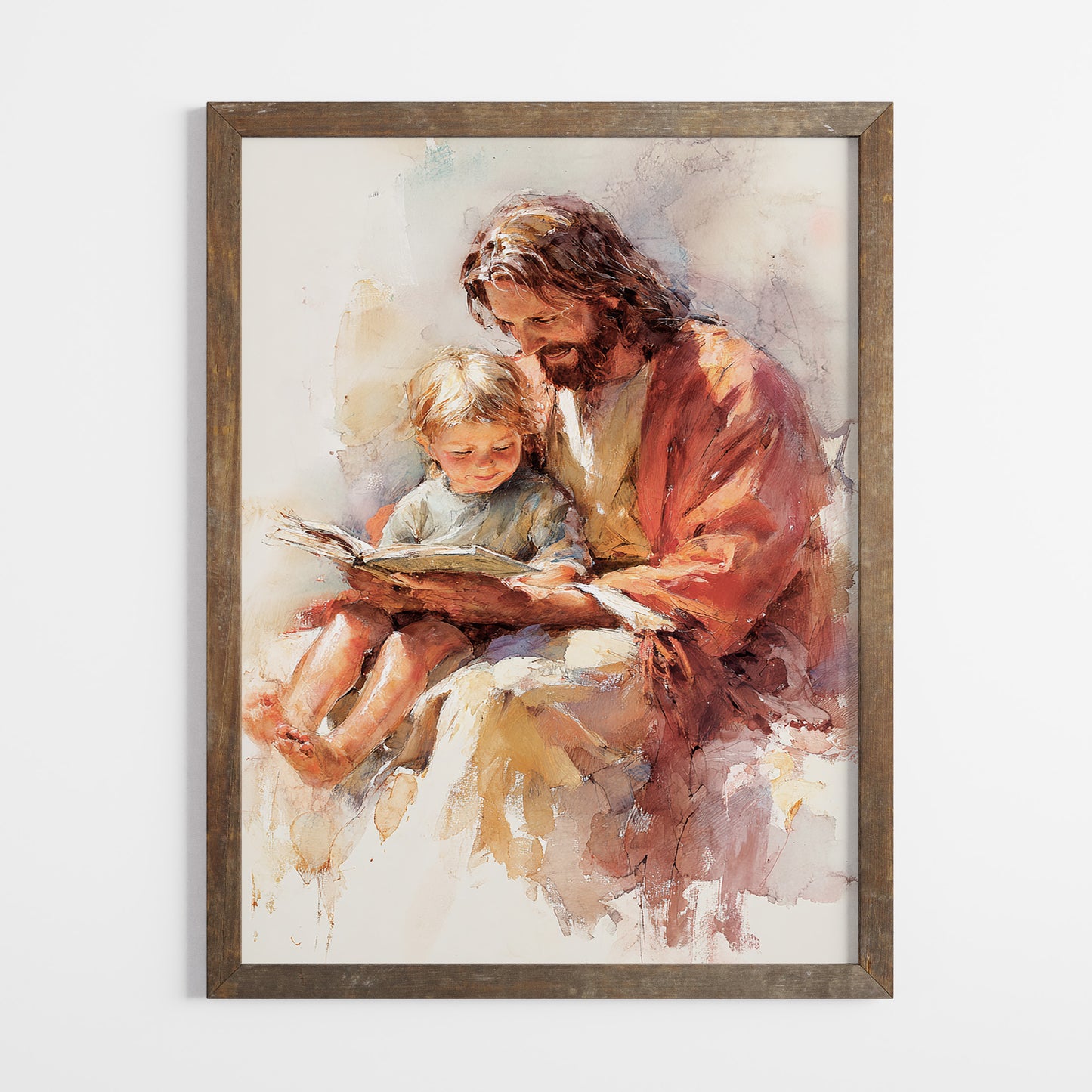 Poster, Jesus läser för pojke.