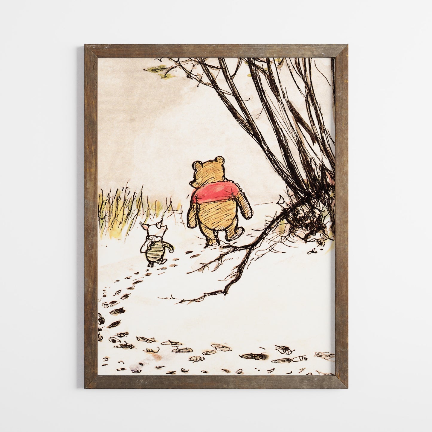 Retro Nalle Puh illustration för barnrummet.