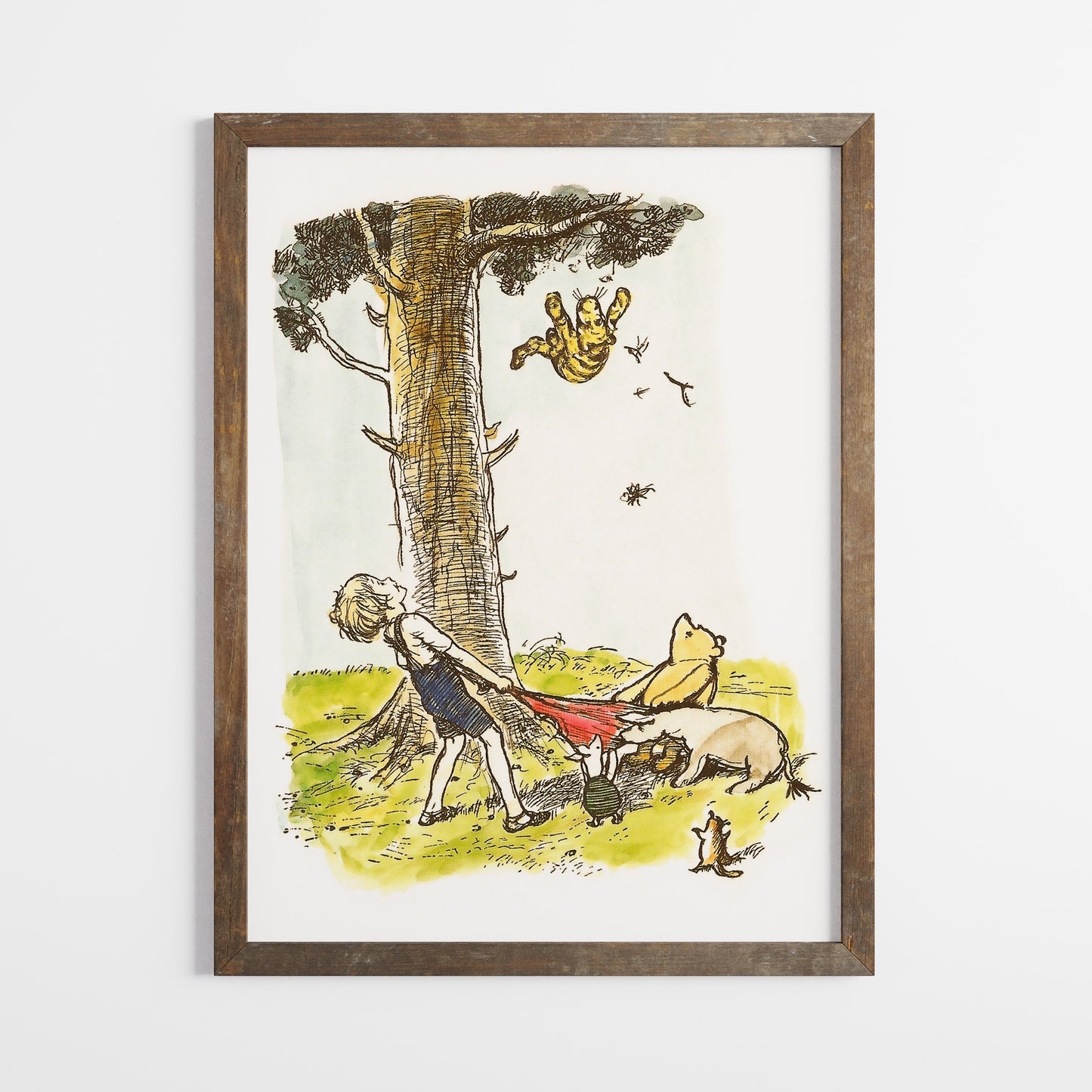 Retro Nalle Puh illustration för barnrummet.