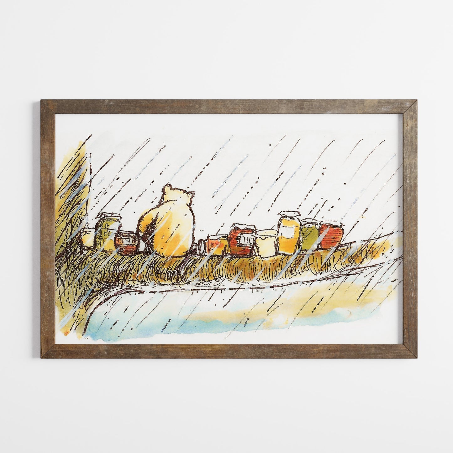 Retro Nalle Puh illustration för barnrummet.