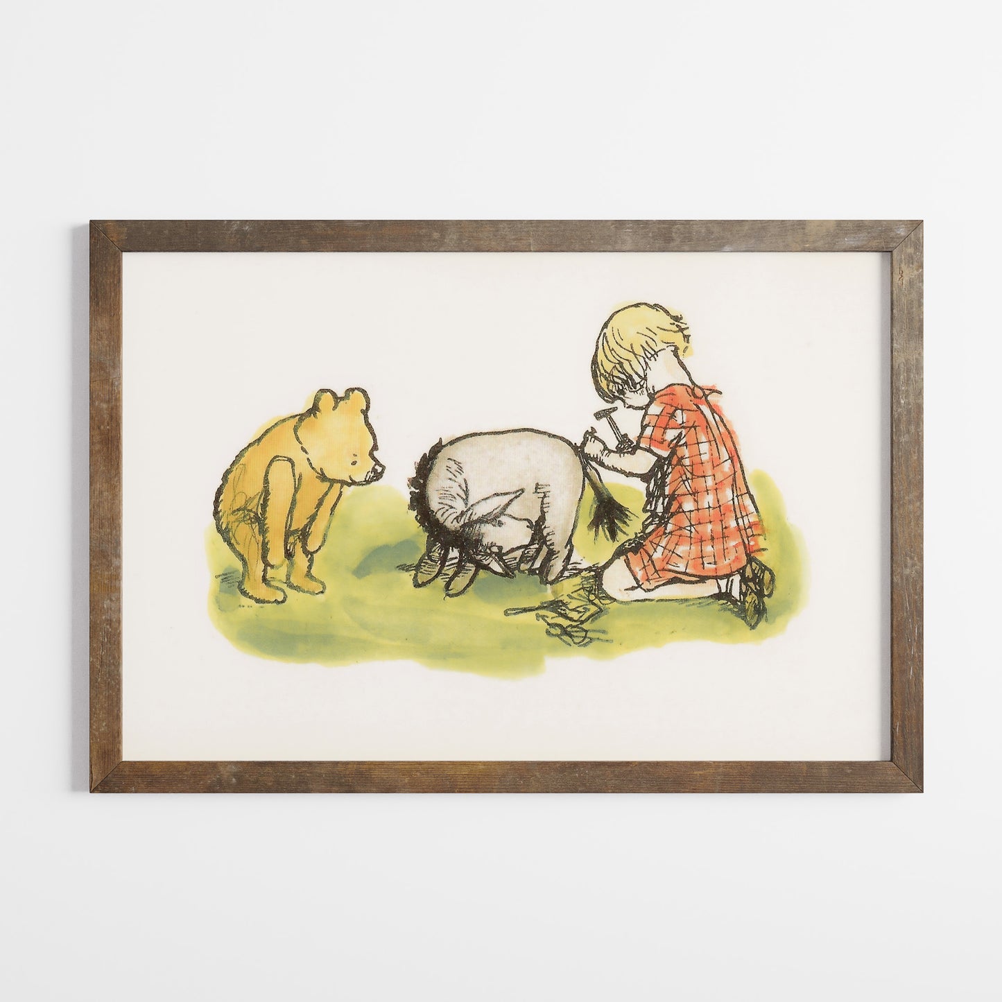 Retro Nalle Puh illustration för barnrummet.