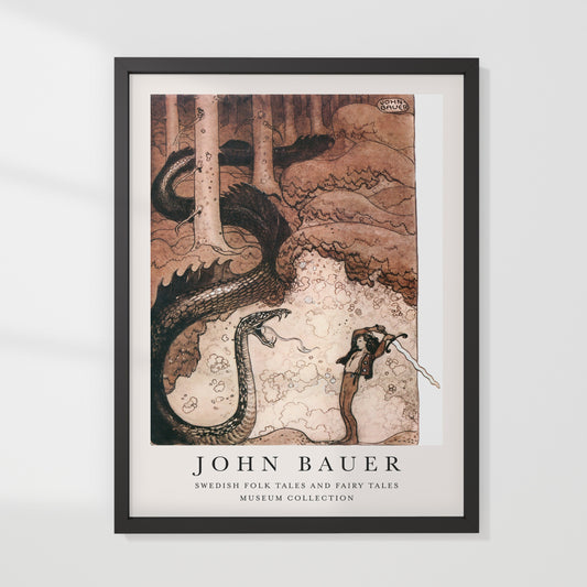 John Bauer, utställningsposter, pojke och orm.