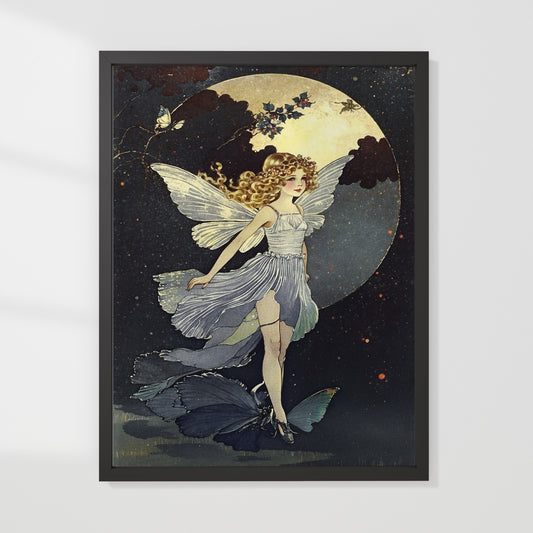 Poster, 1920s älva under fullmåne.