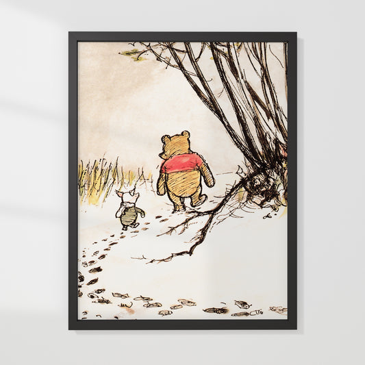 Retro Nalle Puh illustration för barnrummet.