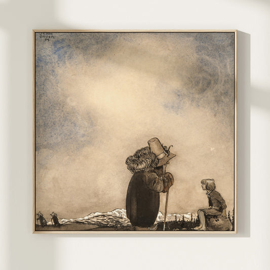 John Bauer poster, gammal man och pojke.
