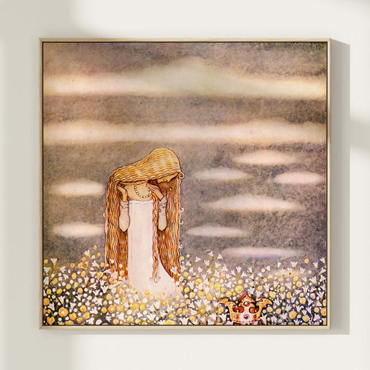 John Bauer poster, Tuvstarr bland blommor.
