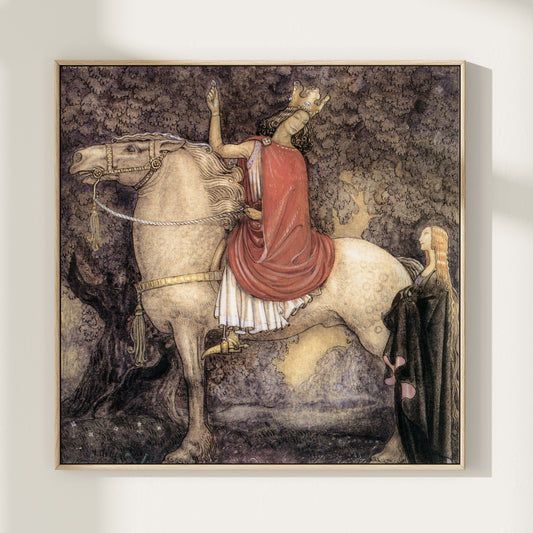 John Bauer poster, riddare och prinsessa.