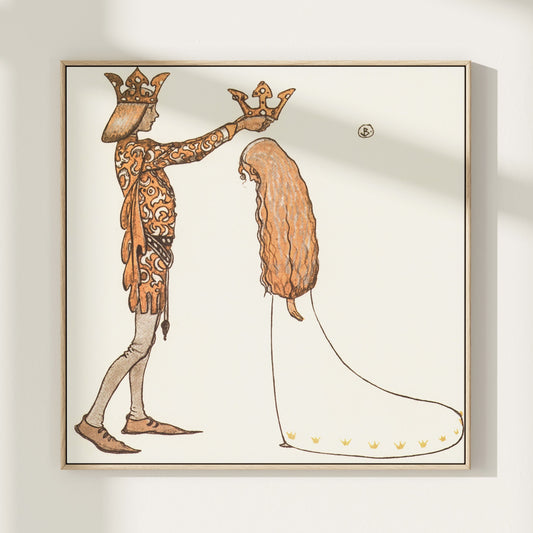 Klassisk poster av John Bauer, prins och prinsessa.