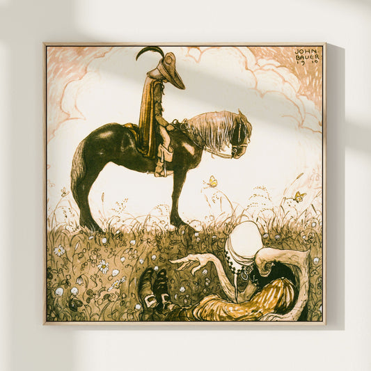 Häxan och prinsen, illustration av John Bauer.
