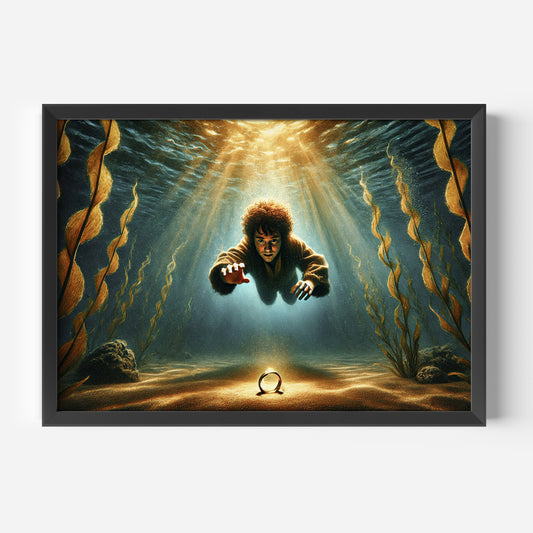 Unik Sagan om Ringen inspirerad Poster, dyker efter ringen.