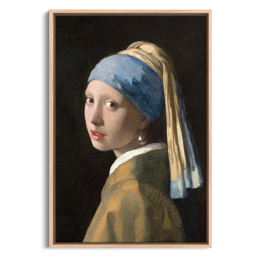 Exklusiv inramad canvastavla i stort format. Flickan med pärlörhänget av Johannes Vermeer.
