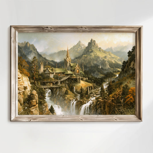 Sagan om Ringen inspirerad poster, Rivendell i höstfärger.