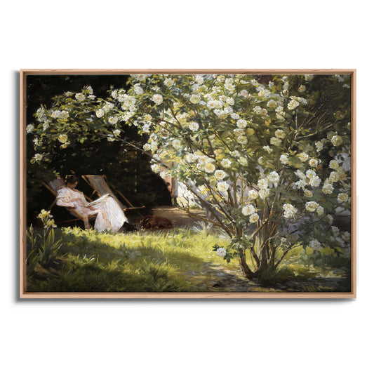 Exklusiv inramad canvastavla i stort format. Rosenträdgård av Peder Severin Kröyer.