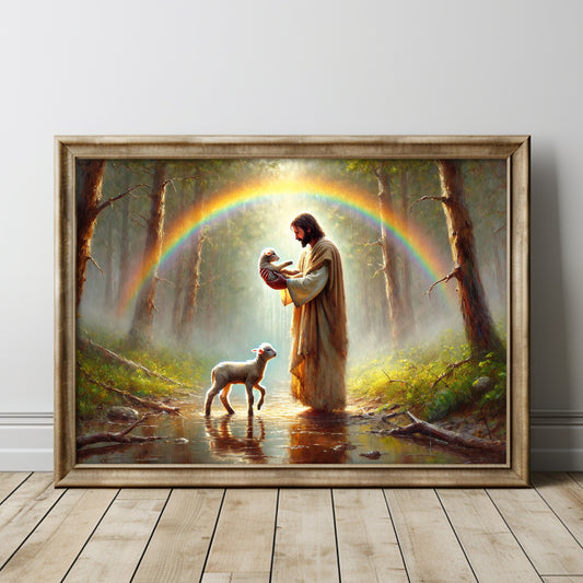 Jesus, Den gode herden Poster, Herren är min herde oljemålning.