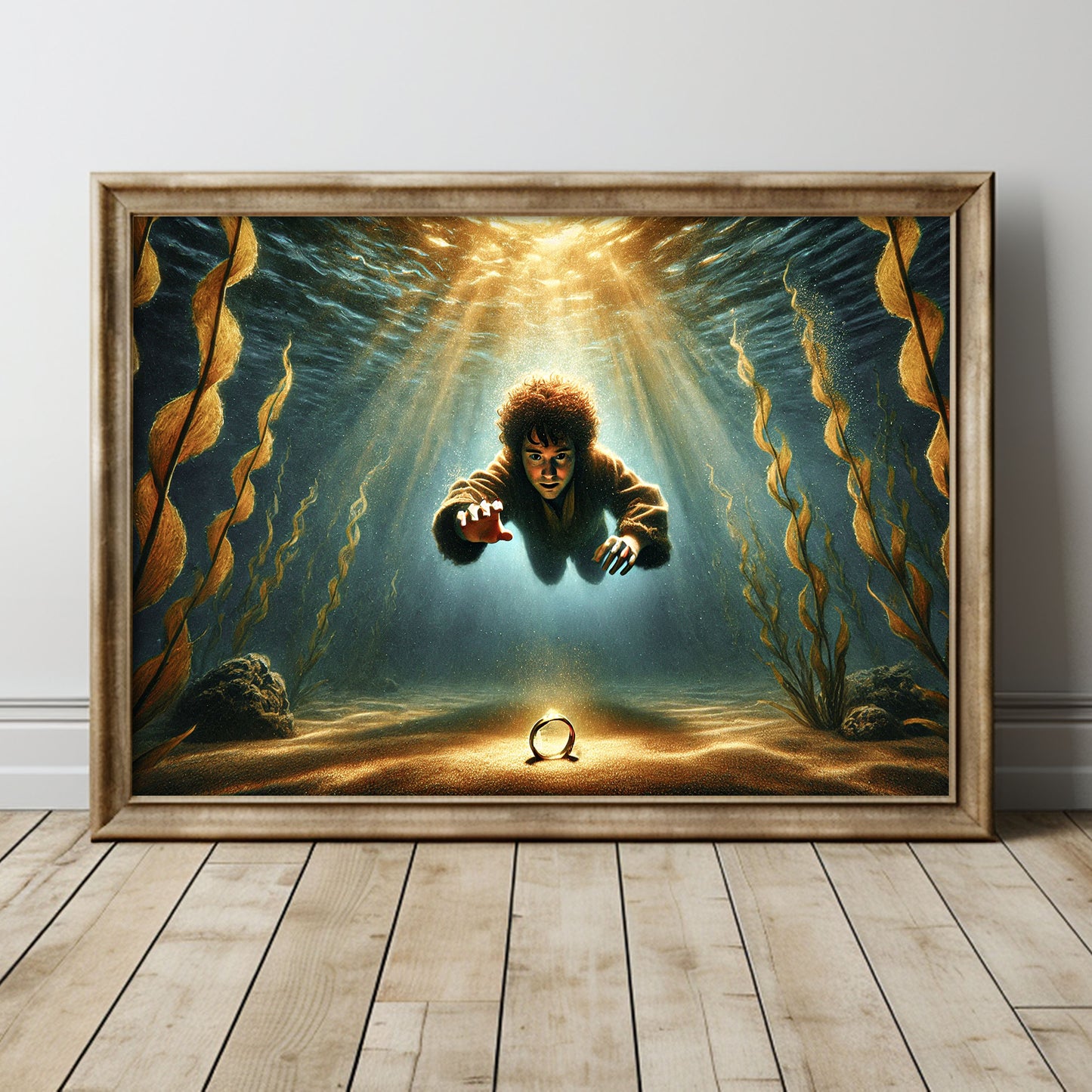 Unik Sagan om Ringen inspirerad Poster, dyker efter ringen.