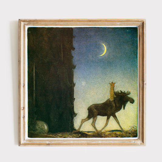 Vintage poster, prinsessa och älg av John Bauer.