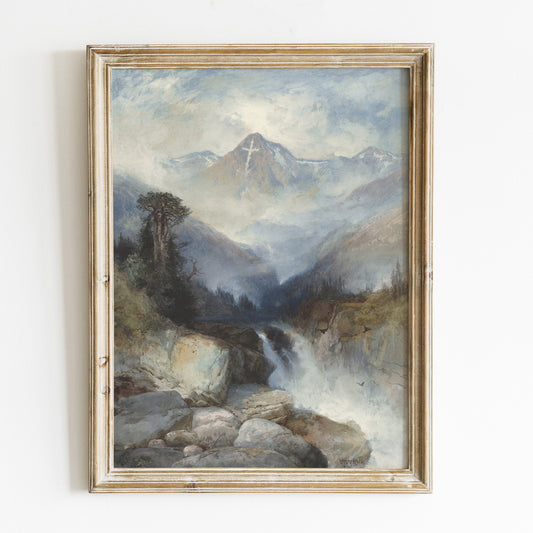 Kristen konst. "Mountain of Holy Cross" oljemålning.