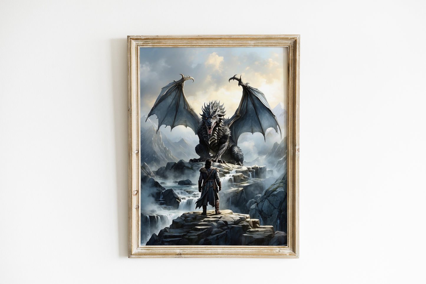 Unik GOT Fantasy Poster, John Snow och drake.