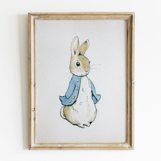 Klassisk Beatrix Potter "Peter Rabbit" illustration för barnrummet.