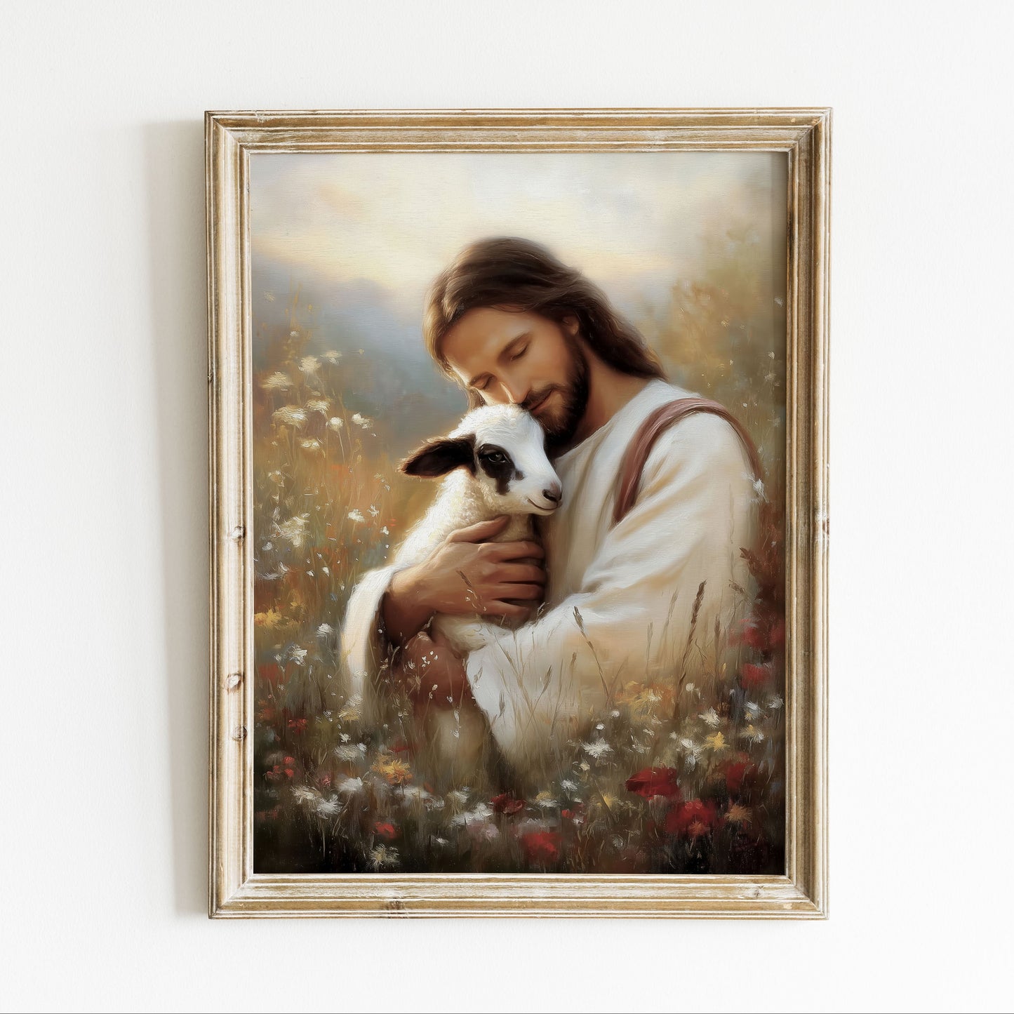 Jesus hittar lammet, den goda Herden Poster.