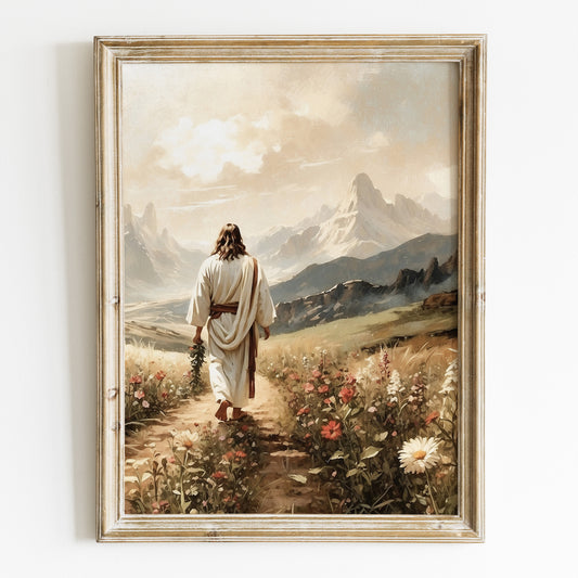 Jesus i bergslandskap poster.