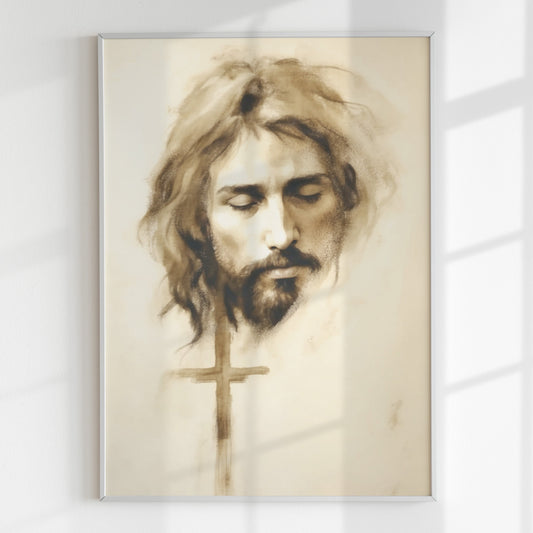 Jesus porträtt i vattenfärger.