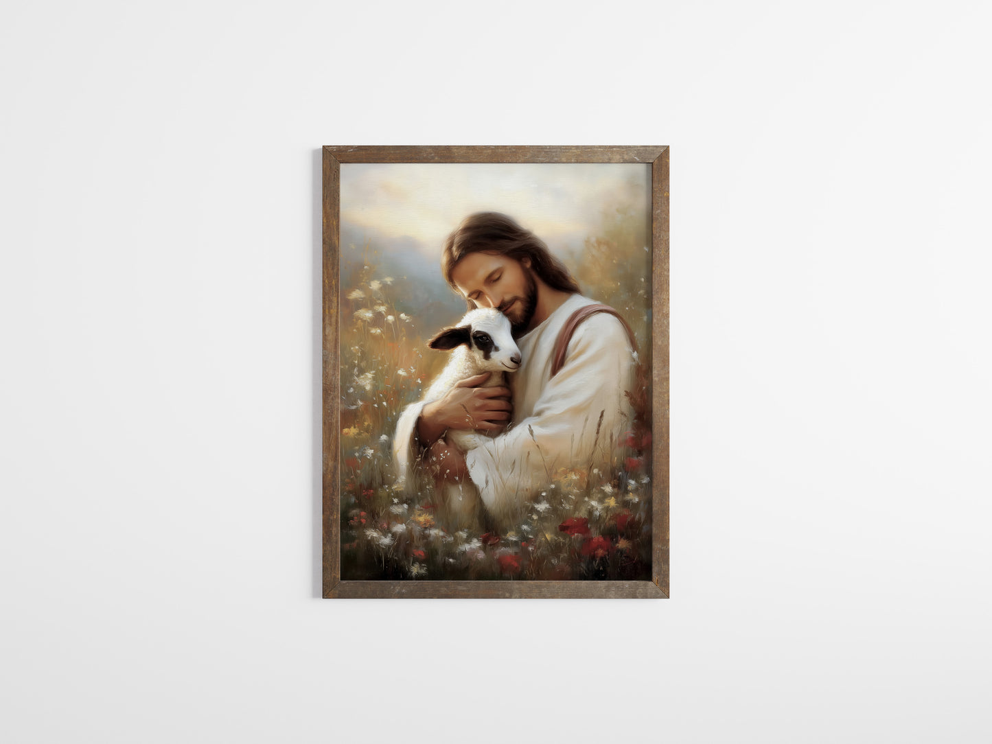 Jesus hittar lammet, den goda Herden Poster.