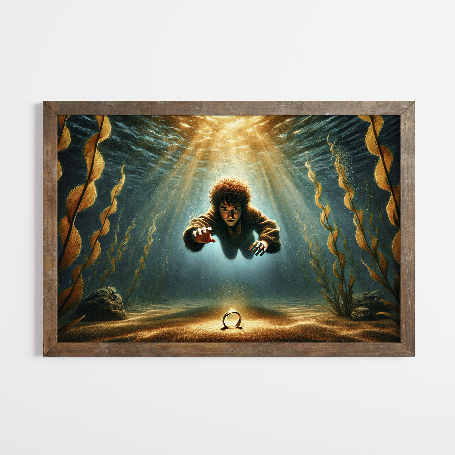 Unik Sagan om Ringen inspirerad Poster, dyker efter ringen.