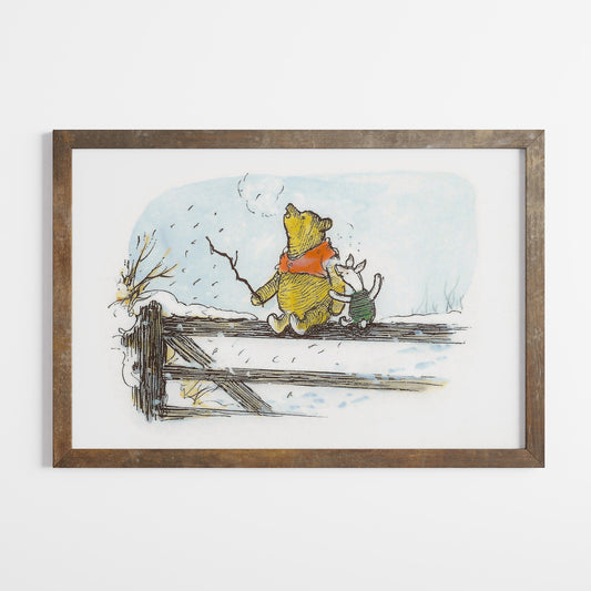 Retro Nalle Puh illustration för barnrummet.