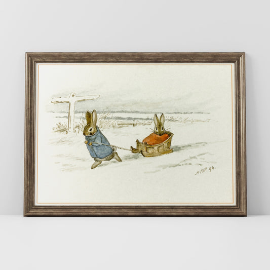 Original Beatrix Potter illustration för barnrummet.